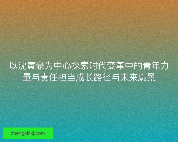 以沈寅豪为中心探索时代变革中的青年力量与责任担当成长路径与未来愿景