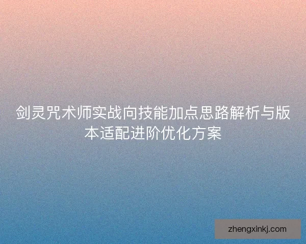 剑灵咒术师实战向技能加点思路解析与版本适配进阶优化方案