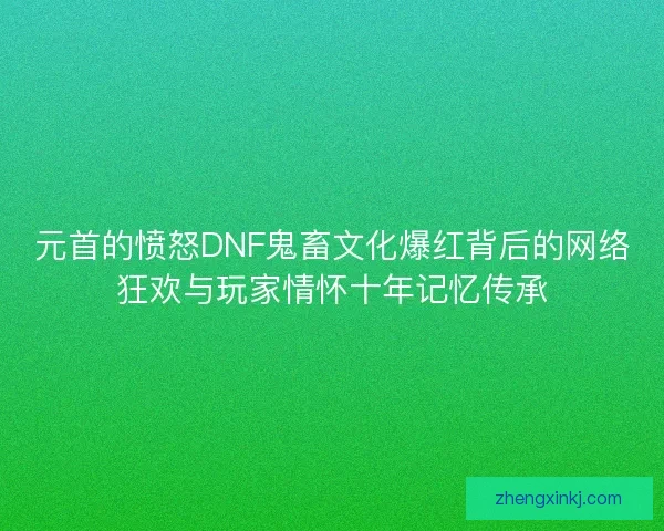 元首的愤怒DNF鬼畜文化爆红背后的网络狂欢与玩家情怀十年记忆传承